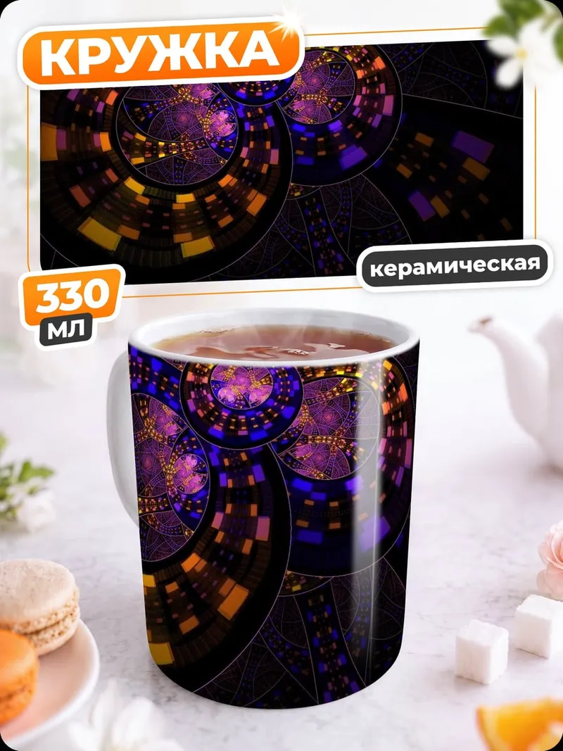 Кружка керамическая Неоновые спирали