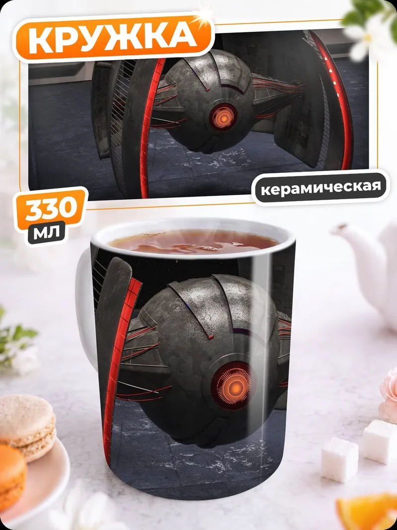 Кружка керамическая футуристичный дрон