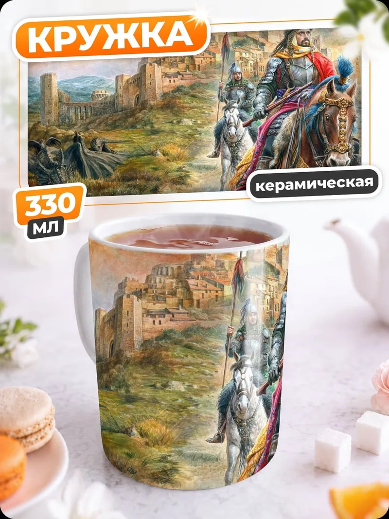 Кружка керамическая Воины у замка