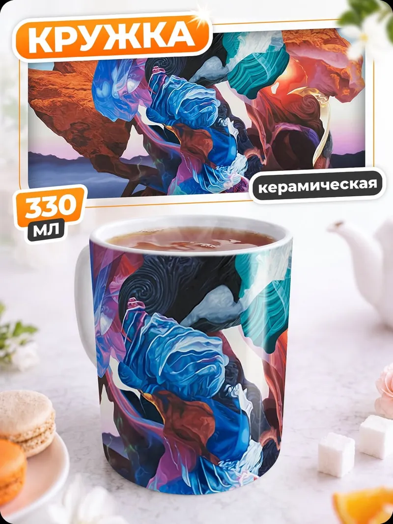 Кружка керамическая абстрактный взрыв цвета
