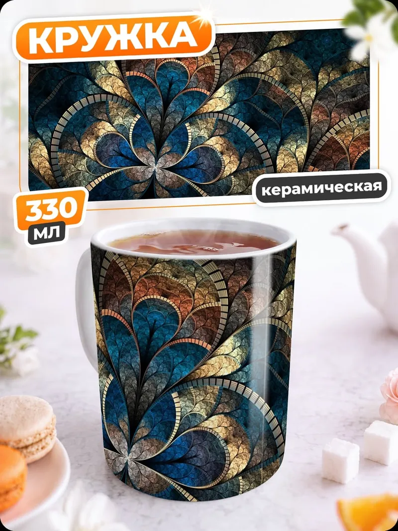 Кружка керамическая Фрактальный узор