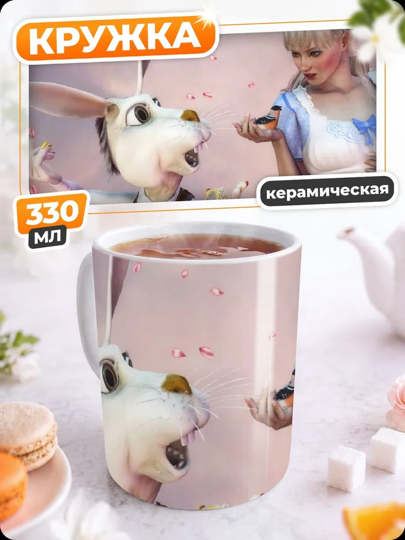 Кружка керамическая Алиса и кролик