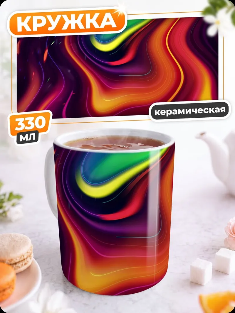 Кружка керамическая Абстрактные неоновые цвета