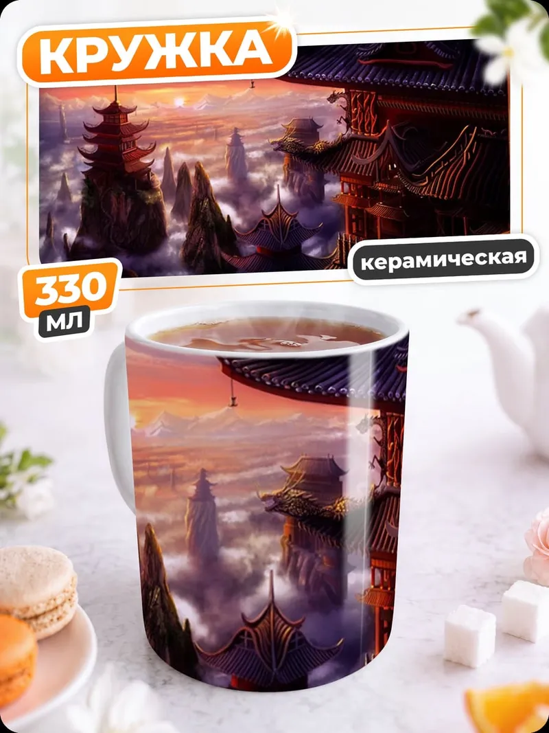 Кружка керамическая Восточный город закат
