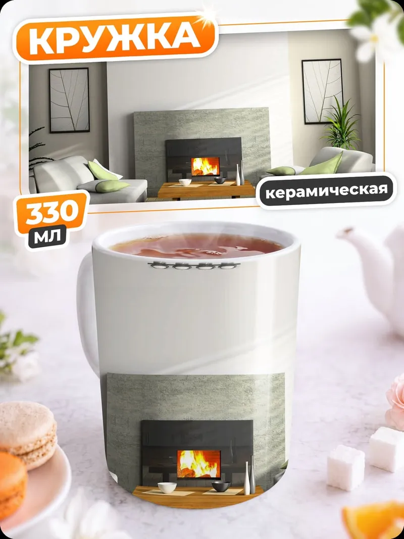 Кружка керамическая Современный каминный зал