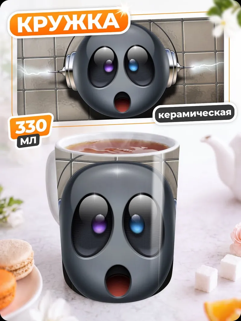 Кружка керамическая Удивленный робот