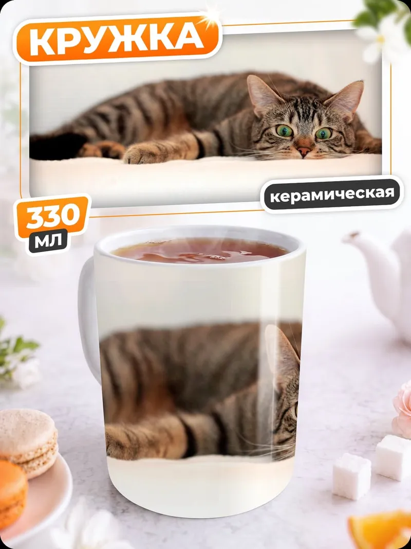 Кружка керамическая Ленивый кот