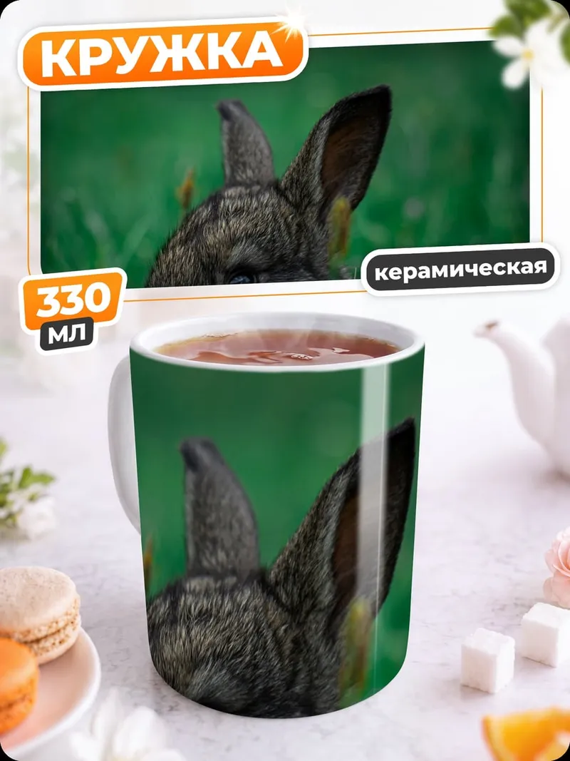 Кружка керамическая Кролик в траве