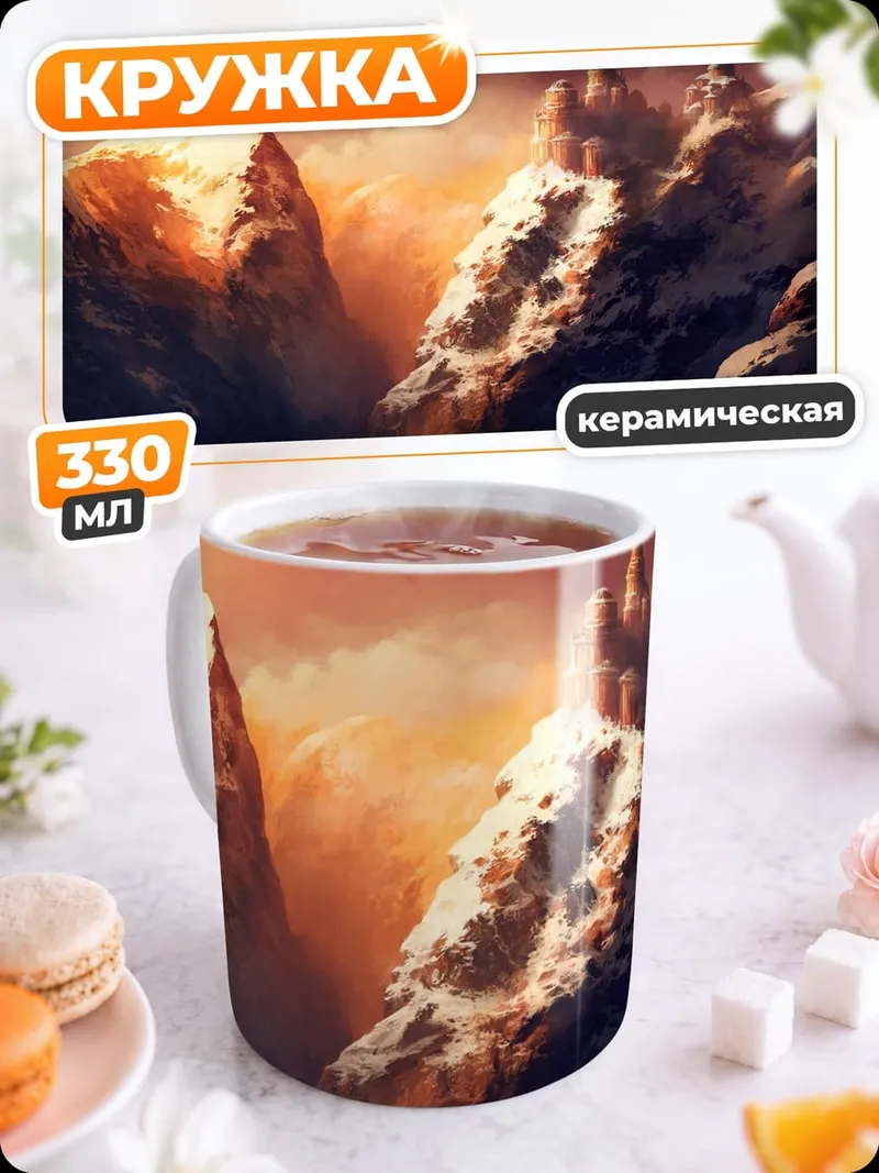Кружка керамическая горный пейзаж