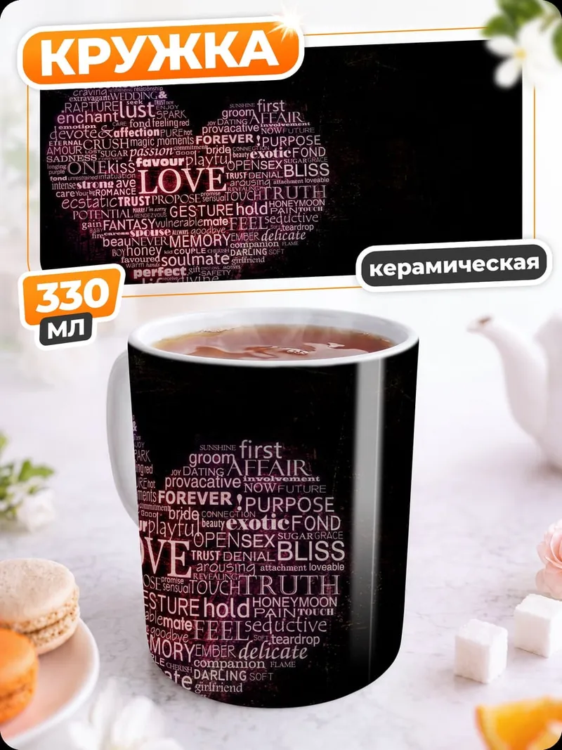 Кружка керамическая сердце из слов