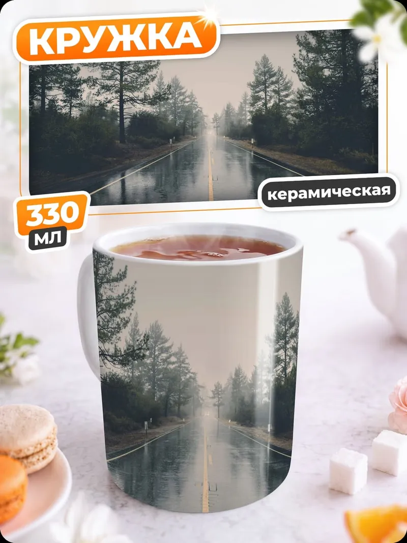 Кружка керамическая Дождливая дорога