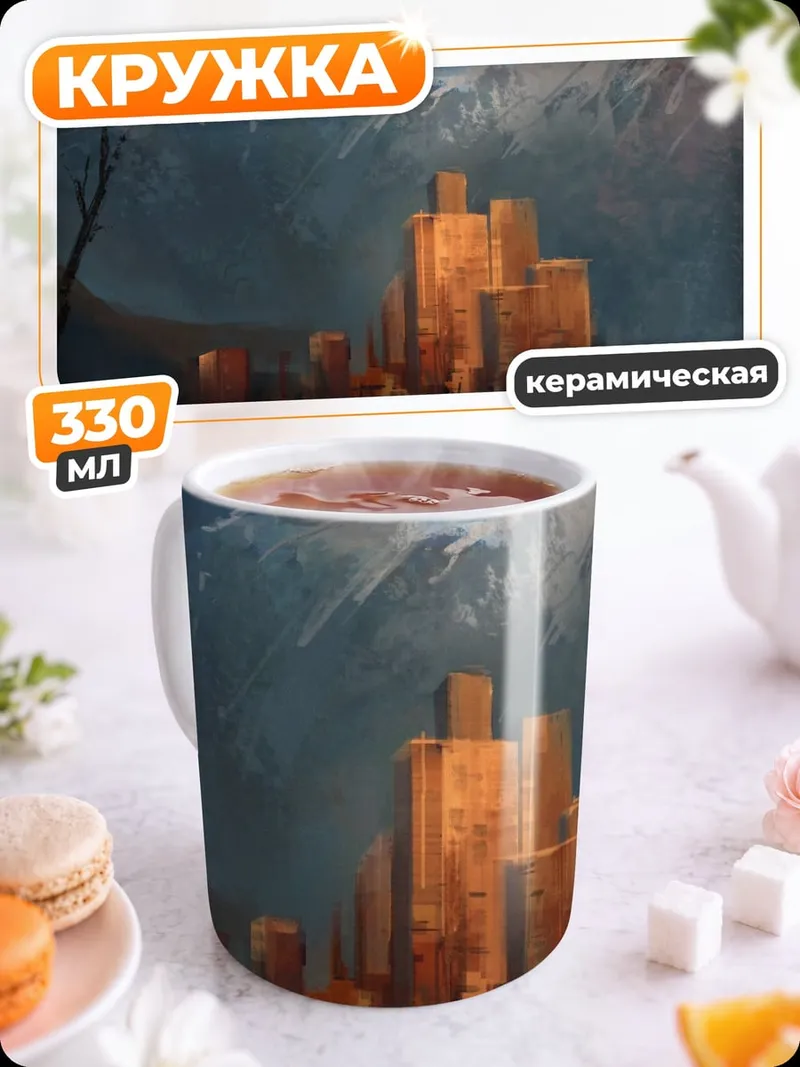 Кружка керамическая заброшенный город