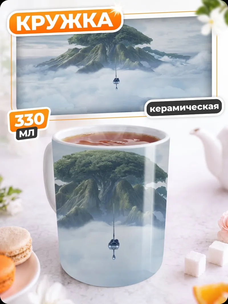 Кружка керамическая летающий остров