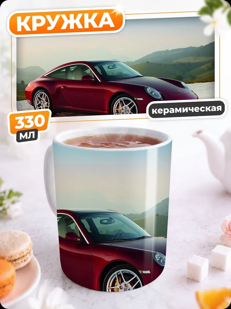 Кружка керамическая красный порше