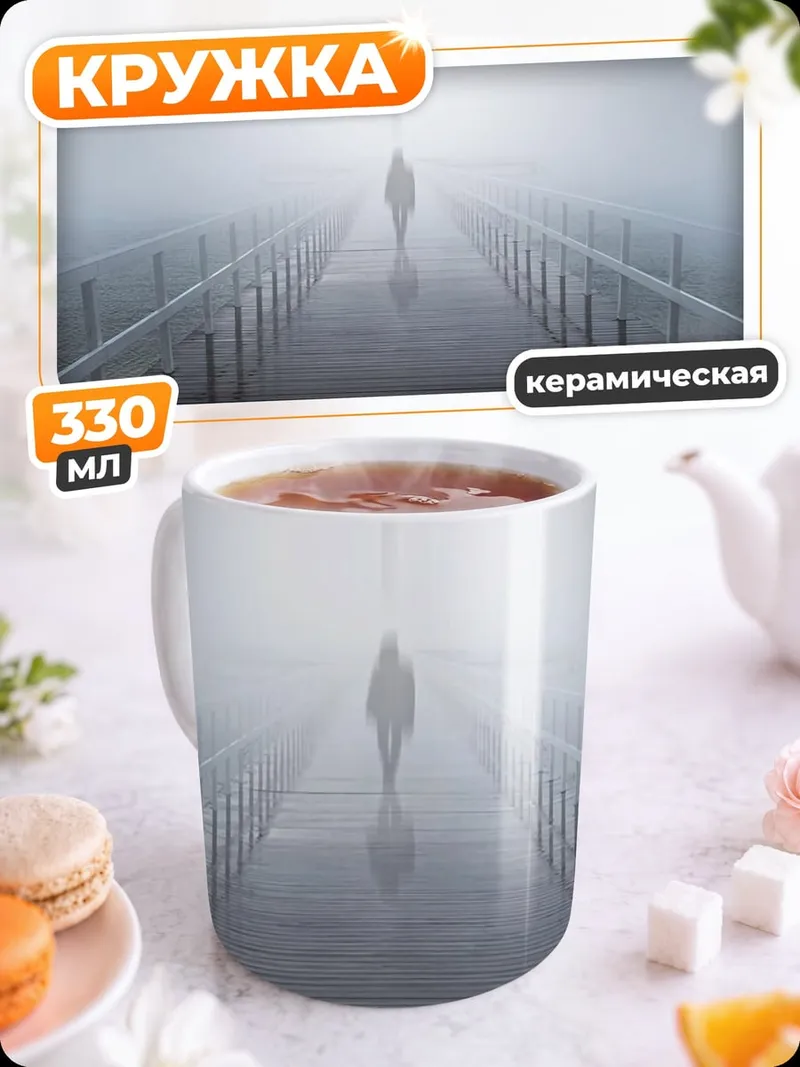 Кружка керамическая человек ветряк туман