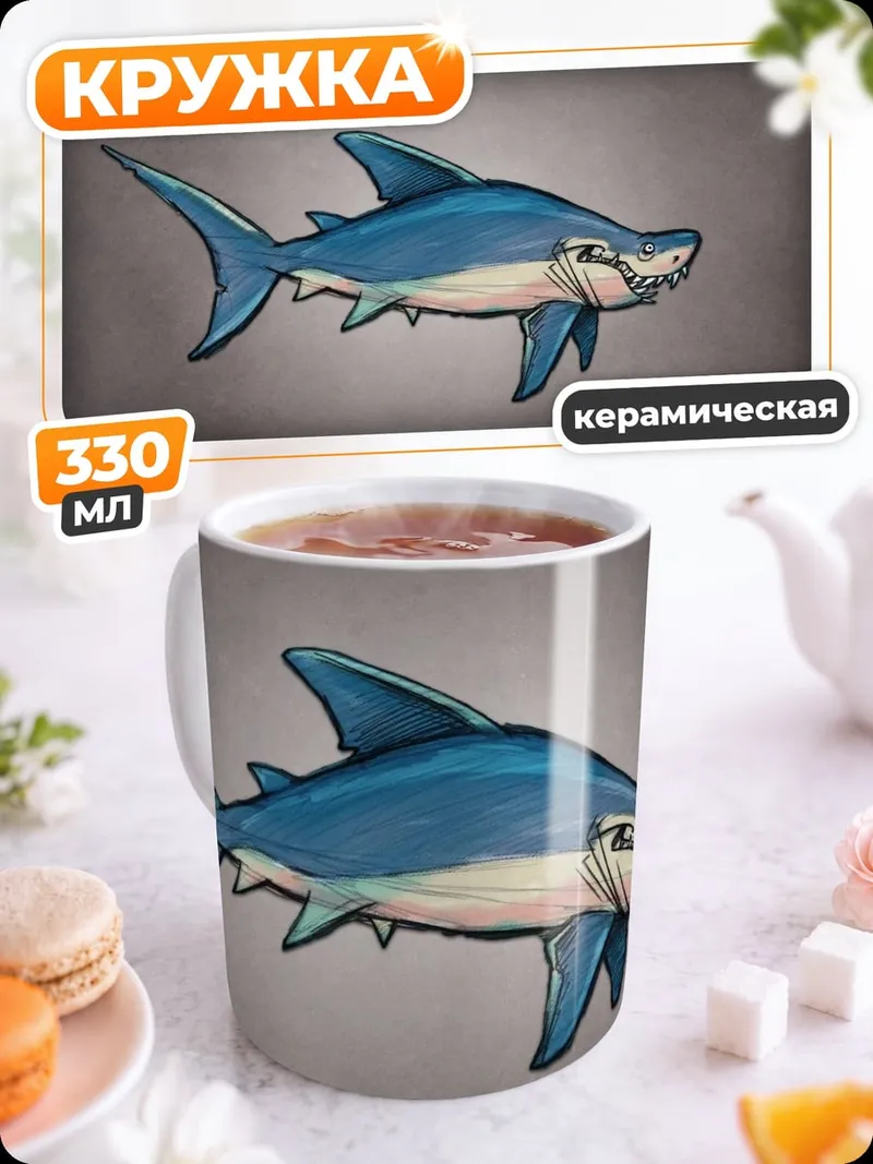 Кружка керамическая Агрессивная акула