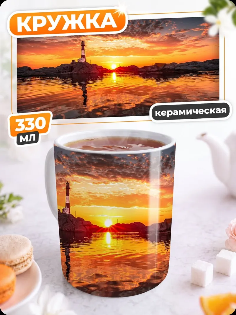 Кружка керамическая Маяк на закате