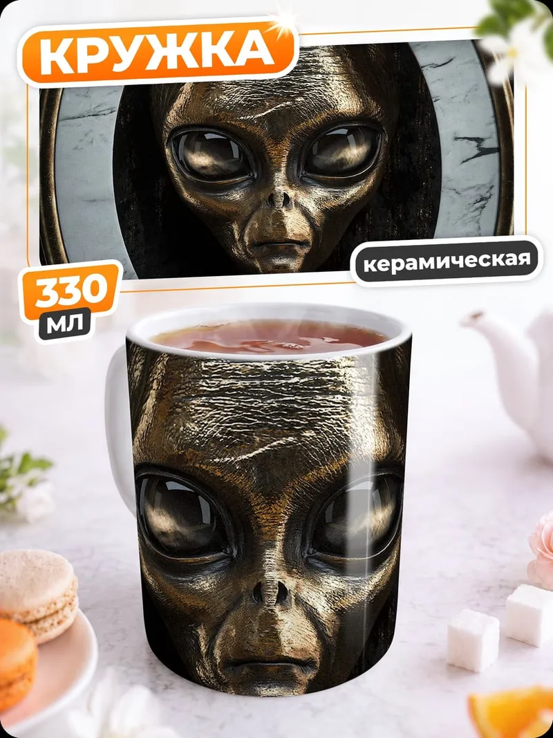 Кружка керамическая Портрет инопланетянина