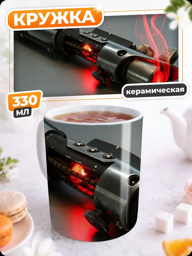 Кружка керамическая красный световой меч