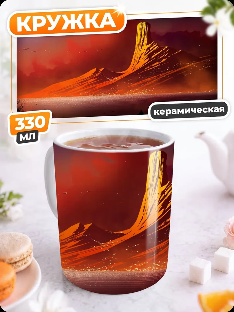 Кружка керамическая огненная гора
