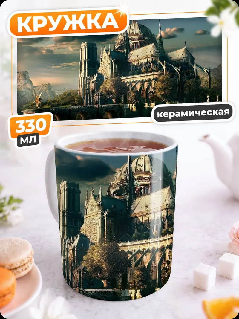 Кружка керамическая Сказочный замок река