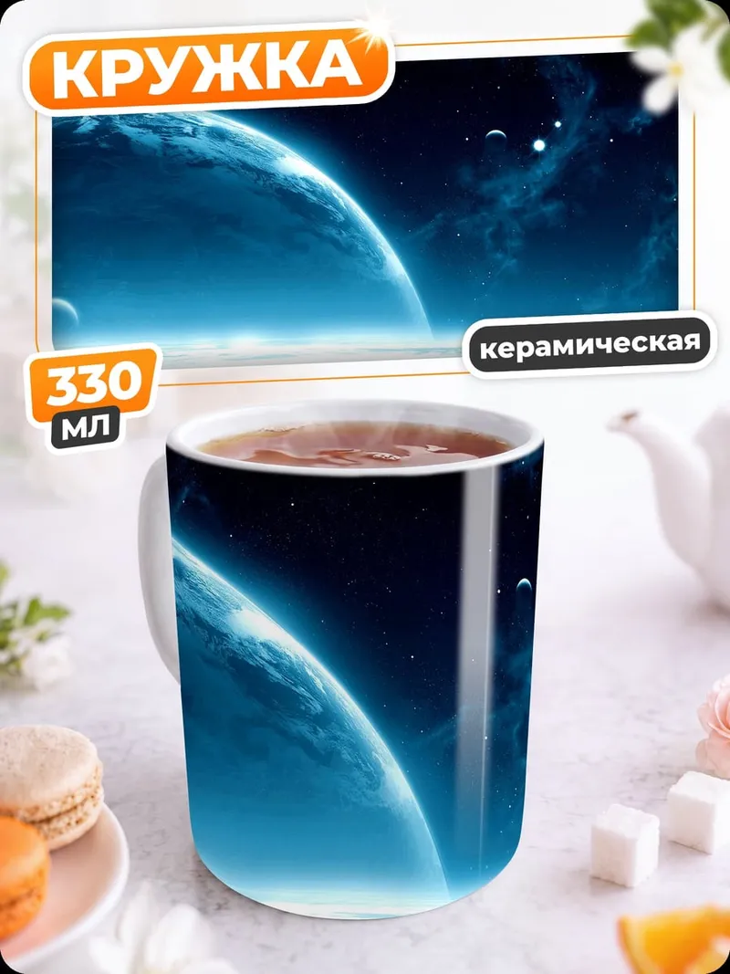 Кружка керамическая Космическая синева планеты