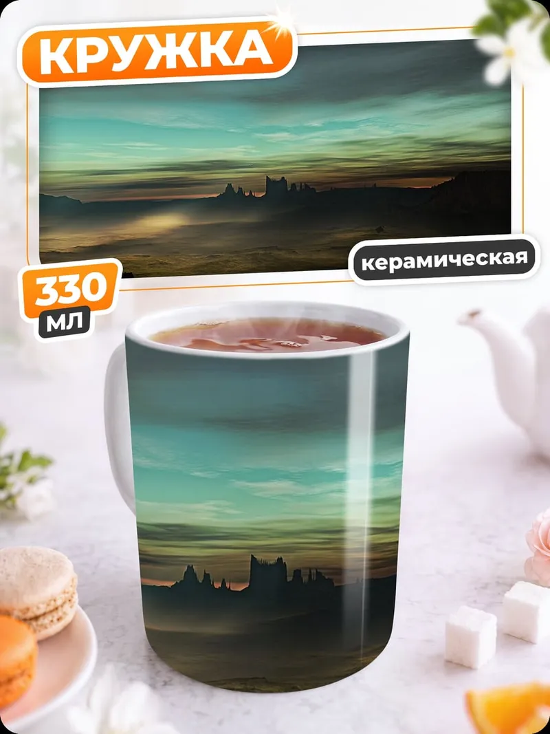Кружка керамическая Фантастический город в тумане