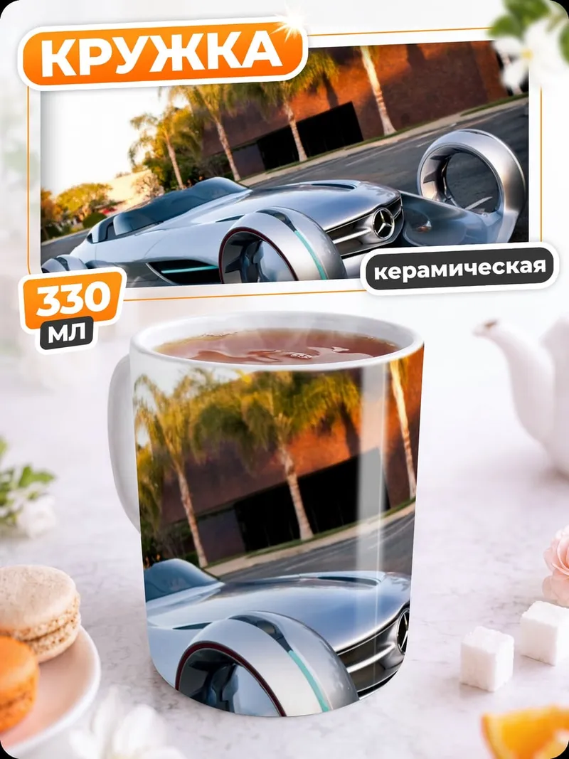 Кружка керамическая Футуристичный Автомобиль Mercedes