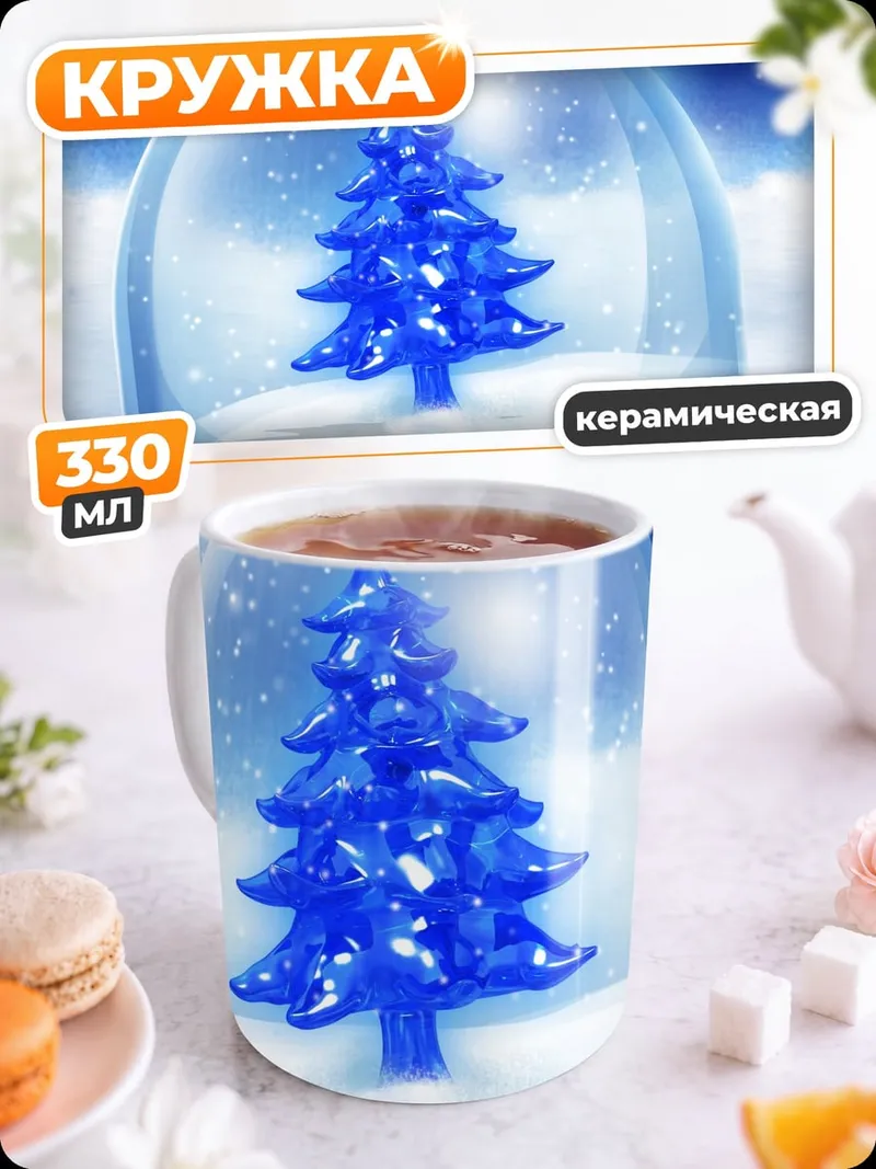 Кружка керамическая Снежный шар