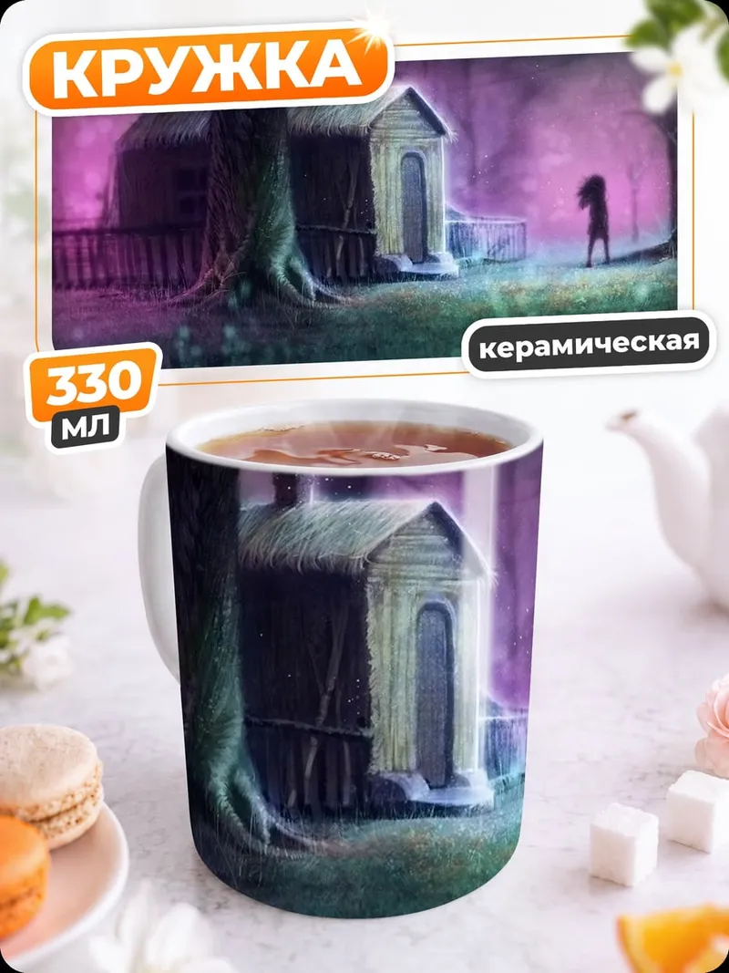 Кружка керамическая Заброшенный дом в лесу