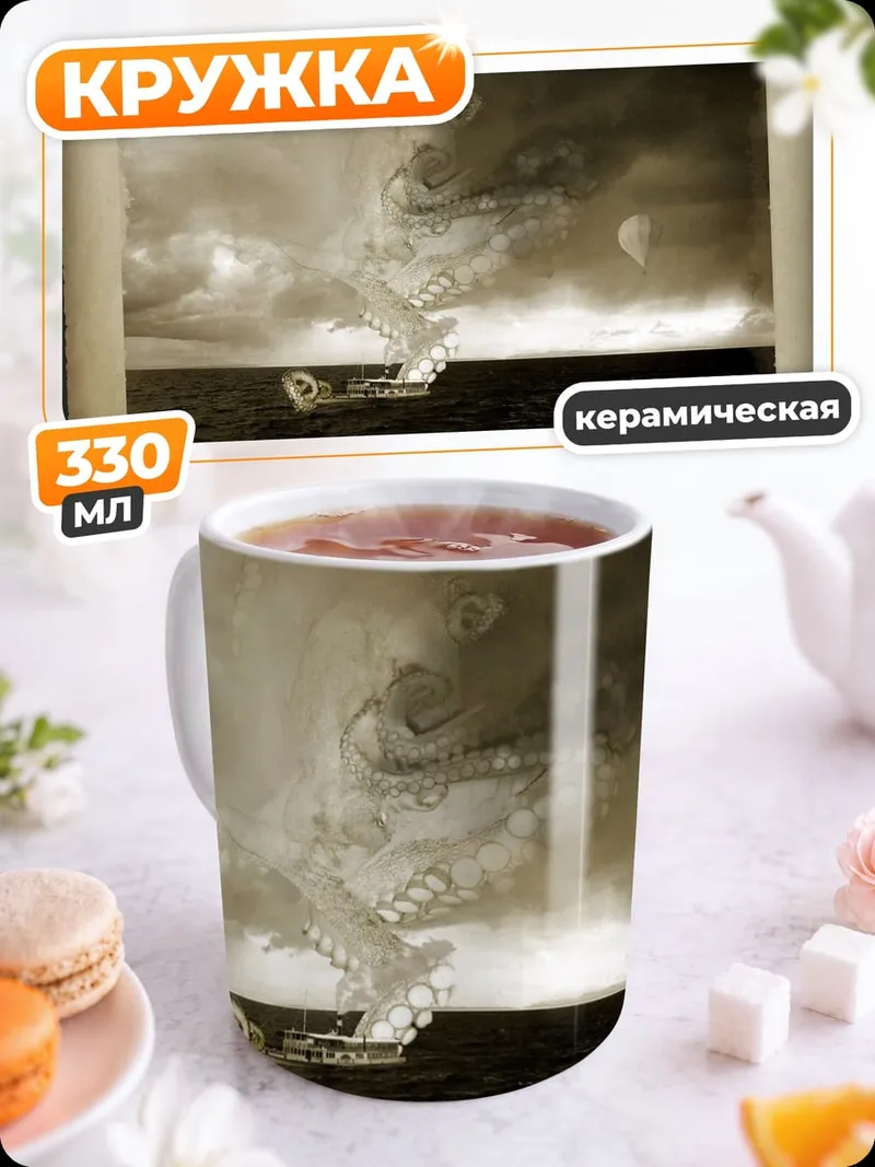 Кружка керамическая Корабль в штормовом небе