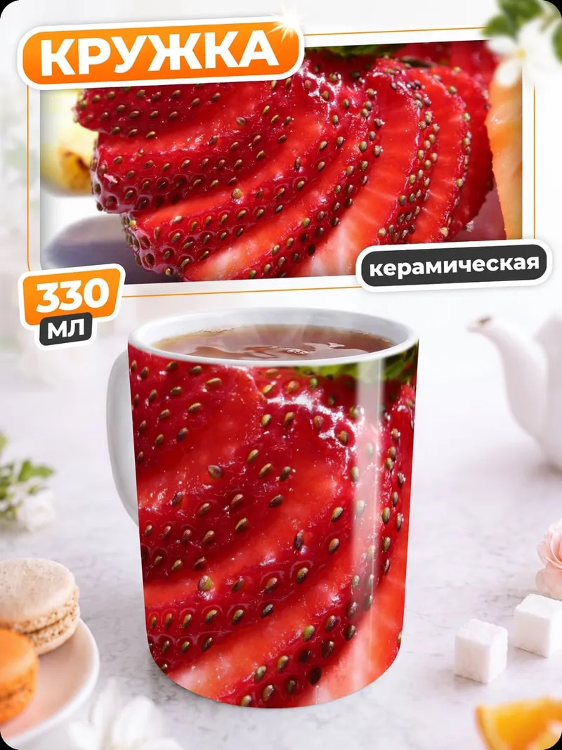 Кружка керамическая Клубника с персиком