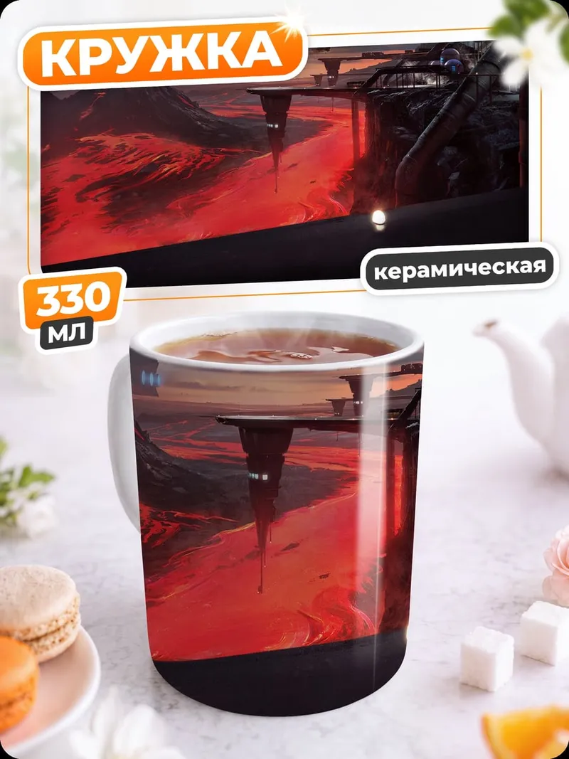 Кружка керамическая Красная лава планета