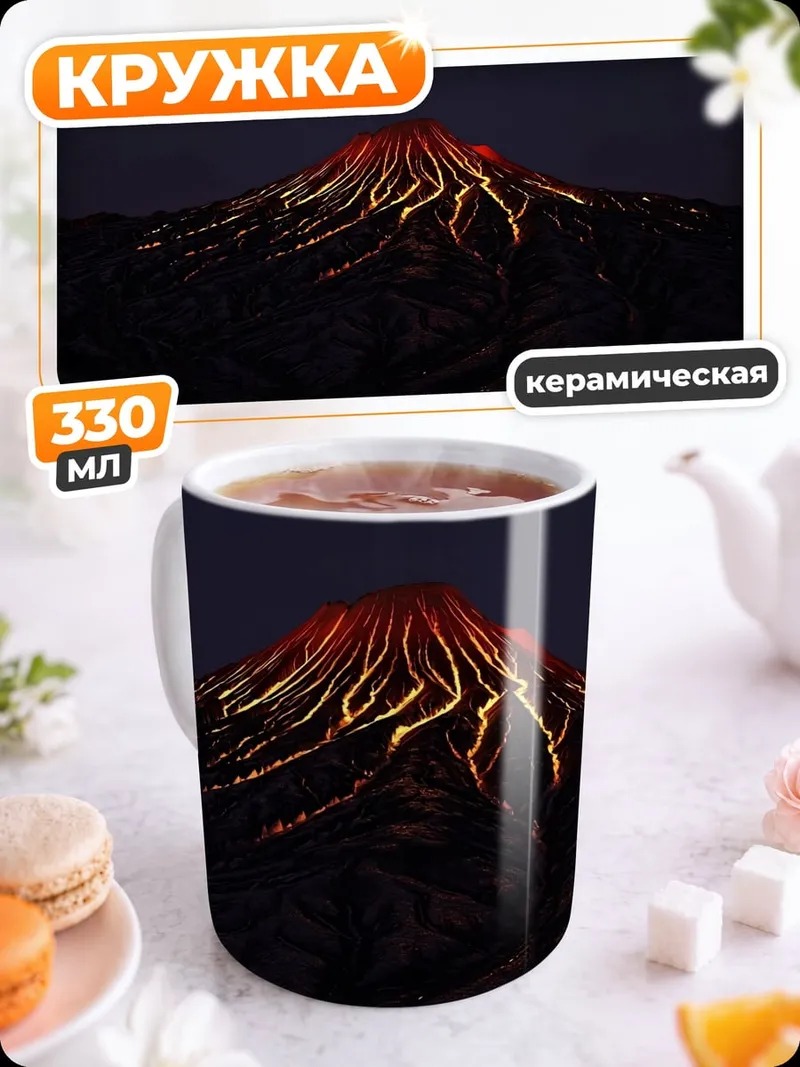 Кружка керамическая Извержение вулкана