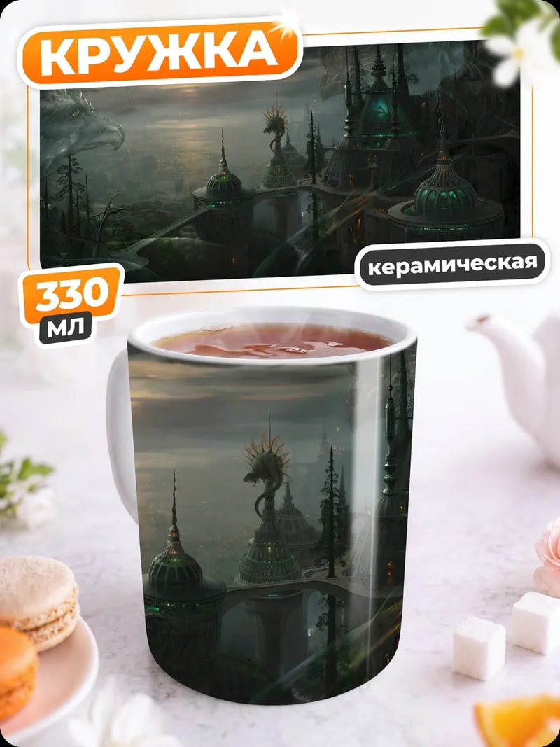 Кружка керамическая Фантастический город