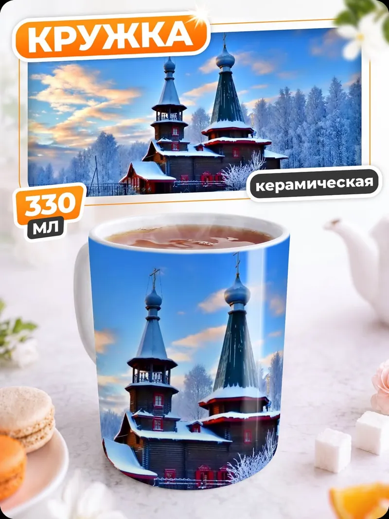 Кружка керамическая Зимний храм