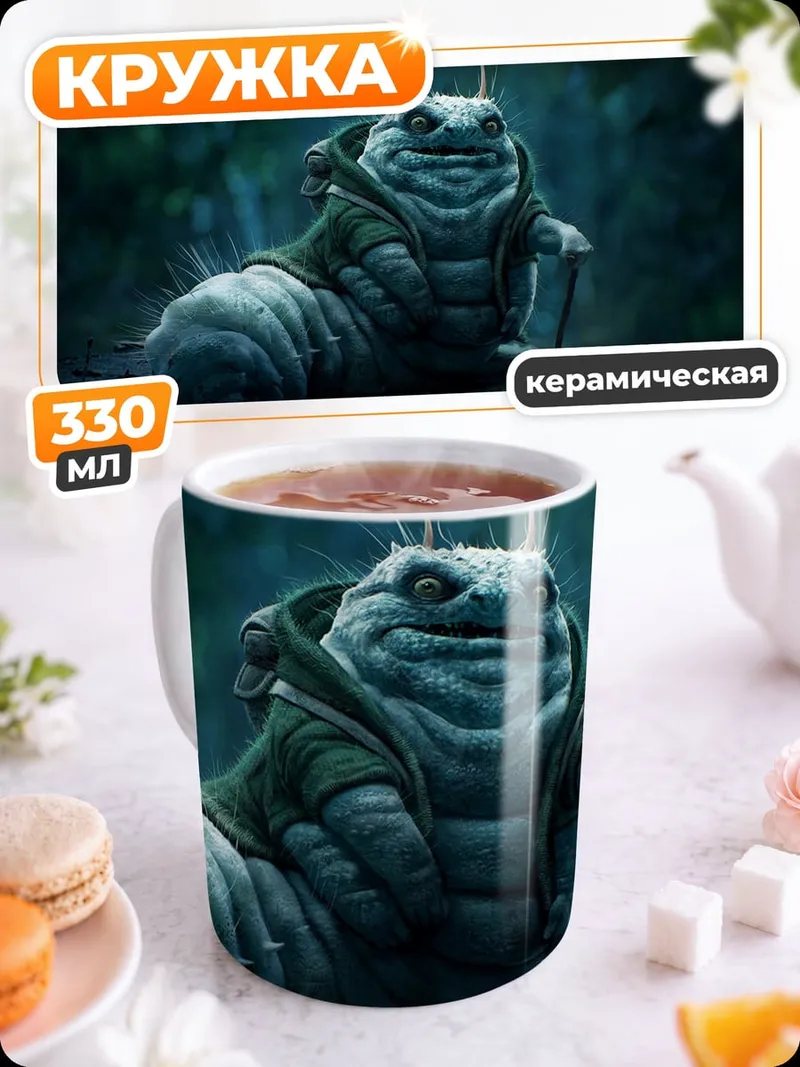 Кружка керамическая Гусеница с тростью