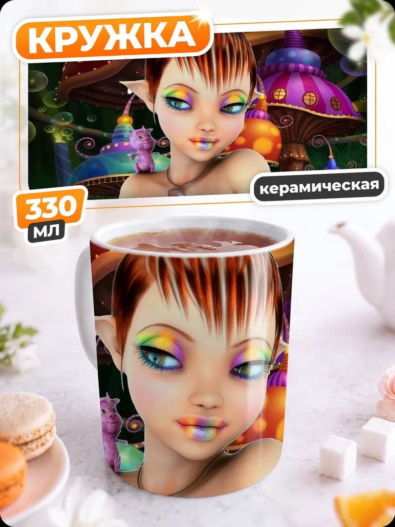 Кружка керамическая Фея с ярким макияжем