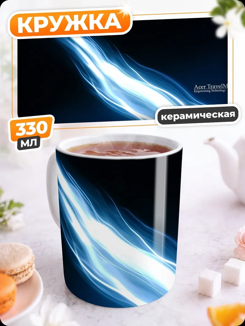 Кружка керамическая Синяя энергия поток