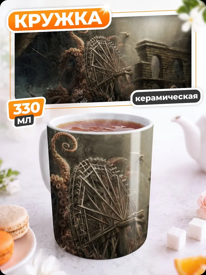 Кружка керамическая Мрачный паровоз монстров
