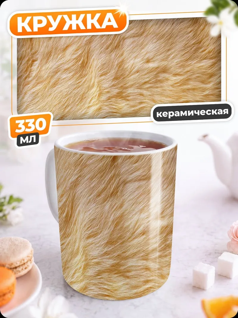 Кружка керамическая Рыжая шерсть кота