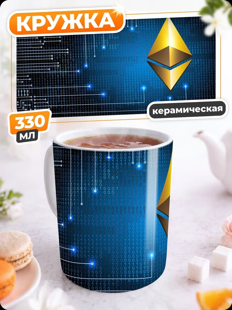Кружка керамическая Логотип Ethereum на схеме