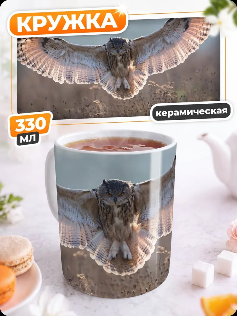 Кружка керамическая Летающая сова