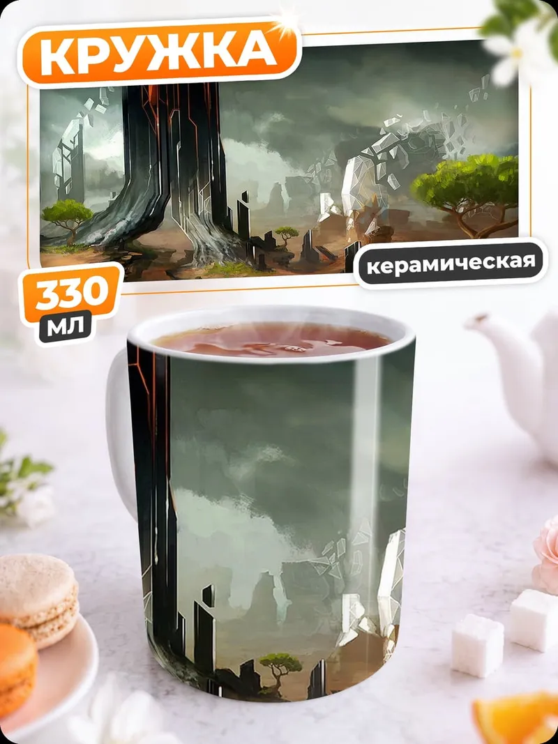 Кружка керамическая Фэнтези мир башня