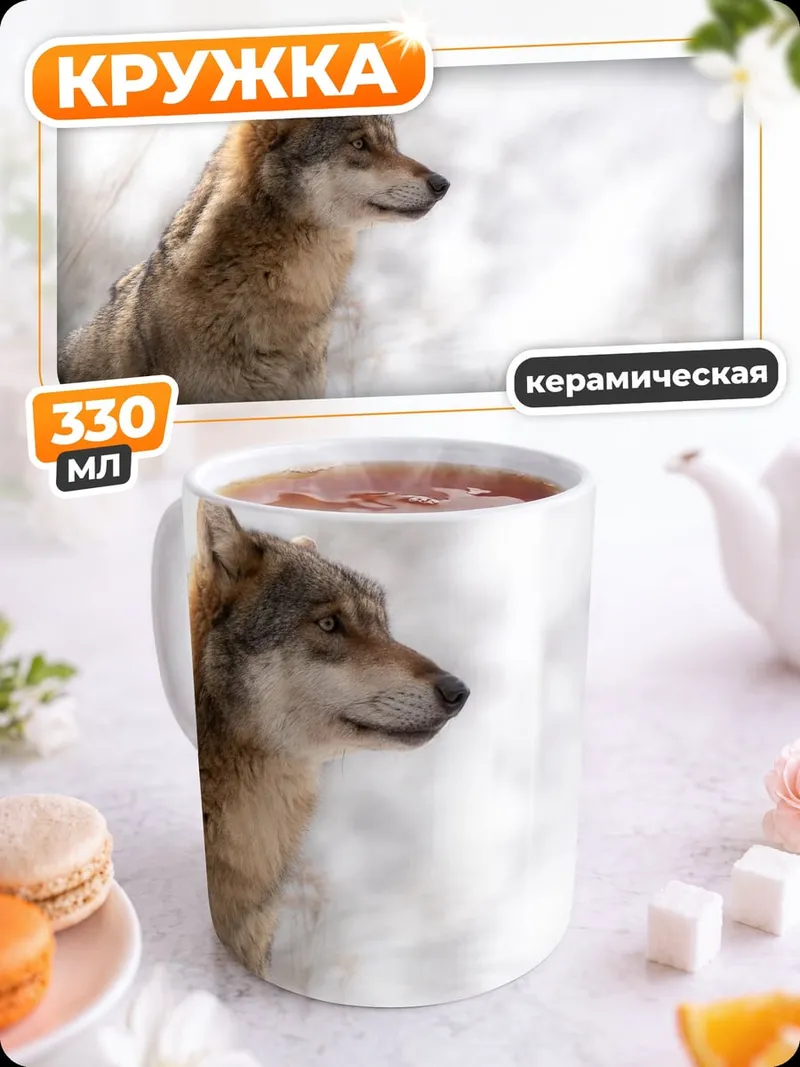 Кружка керамическая Зимний волк
