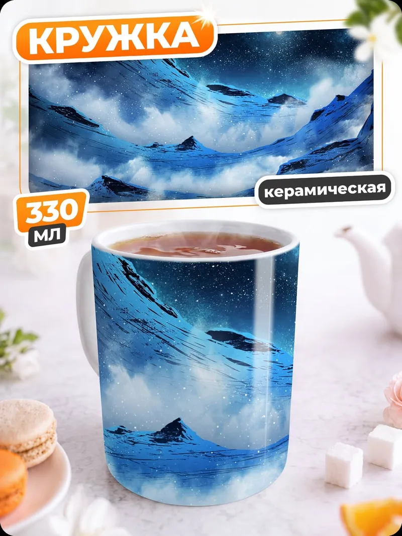 Кружка керамическая Ледяные горы в космосе