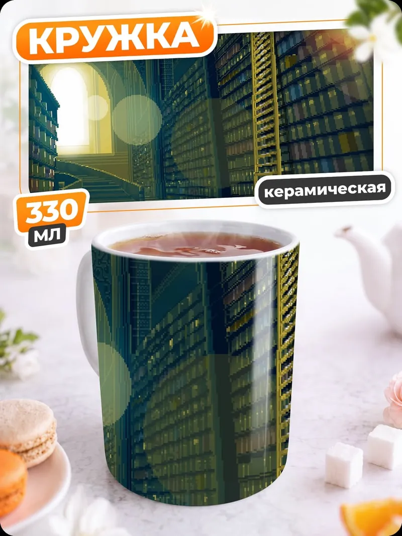 Кружка керамическая Таинственная библиотека с лестницей
