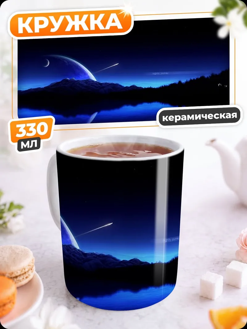 Кружка керамическая Космический пейзаж ночью
