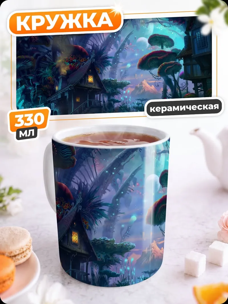 Кружка керамическая Сказочный грибной город