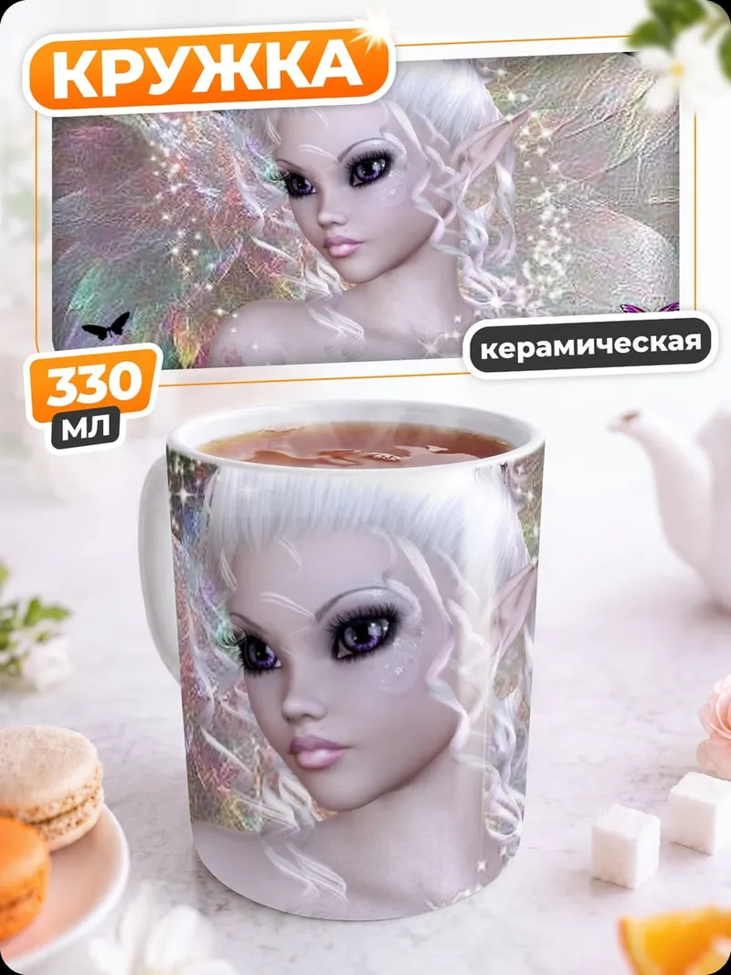 Кружка керамическая Нежная фея бабочек